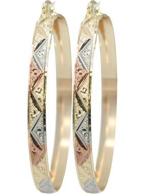 Tri-Tone Mixed Metal Hoop Earrings - Rose Gold, Silver & Yellow Gold, 18k Gold
